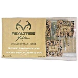 RealTree Shower Curtain Hooks 12 Resin Deer Skull Antler Rustic Cabin Camp Lodge